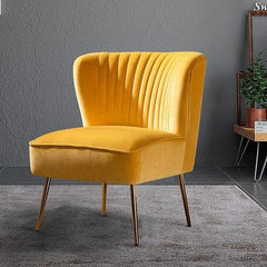 Modern Wide Tufted Velvet Wing Chair for Living Room (Metal Legs) - WoodenTwist
