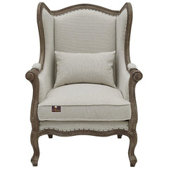 Wooden Wide Wingback Arm Chair (Cardiff Cream) - WoodenTwist