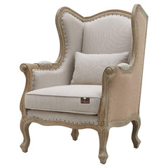 Wooden Wide Wingback Arm Chair (Light Sand) - WoodenTwist