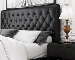 Modern Platform Queen Size Bed (Teak Wood, Black) - WoodenTwist