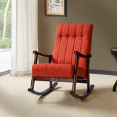 Risco Rocking Chair With Button Tufted Back (Red) - WoodenTwist