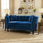 Square Arm Loveseat 2 Seater Sofa (Walnut Legs) - WoodenTwist