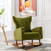 Wooden Velvet Accent Rocking Chair (Green) - WoodenTwist