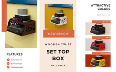 Wooden Set Top Box Wall Shelf for Setup Box WiFi Router | AC Remote Stand Wall Mounted Shelves - WoodenTwist