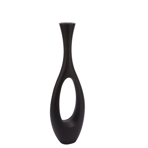 Oblong Vase in Raw Black Pendo Finish Large Size - WoodenTwist