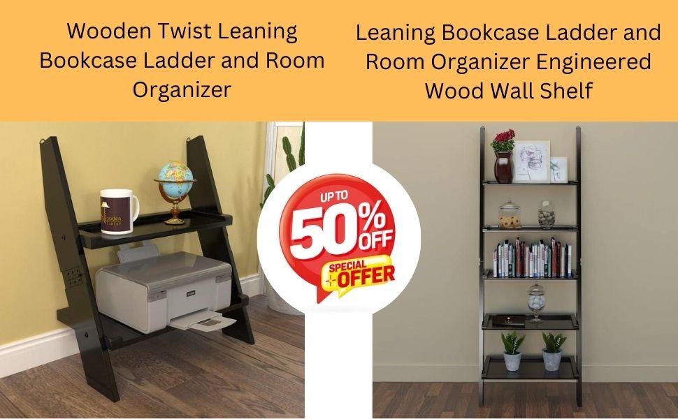 Wooden Twist Sonsy Zig-Zag Teak Wood Book Shelf with 5 Spacious Shelves Provide Plenty of Room for Books, Photos, Plants, and Decorative Items