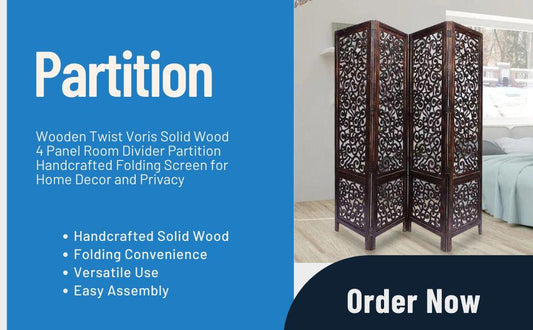 Premium Elegant Solid Wood Room Divider/Separator/Wooden Partition 4 Panels