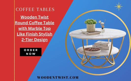 Experience Elegance with the Wooden Twist Gilded Globe Design Round Coffee Table