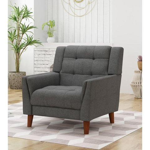 Tufted teak wood armchair for Dubai living room — Wooden Twist UAE