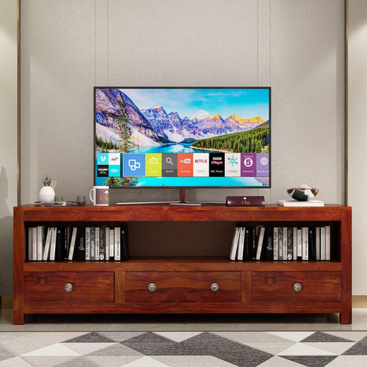Wooden TV Cabinet with 3 Drawers and 1 Open Shelf: A Perfect Blend of Functionality and Style