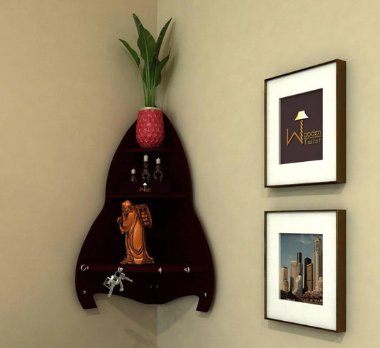 Unicus Rocket Shaped Large Corner Wall Shelf: The Ultimate Wooden Wall Shelf for Your Bedroom
