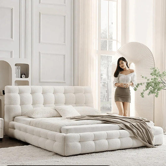 Elevate Your Bedroom with Elegance: Modern Boucle Upholstery Wooden Beds for a Luxury Touch
