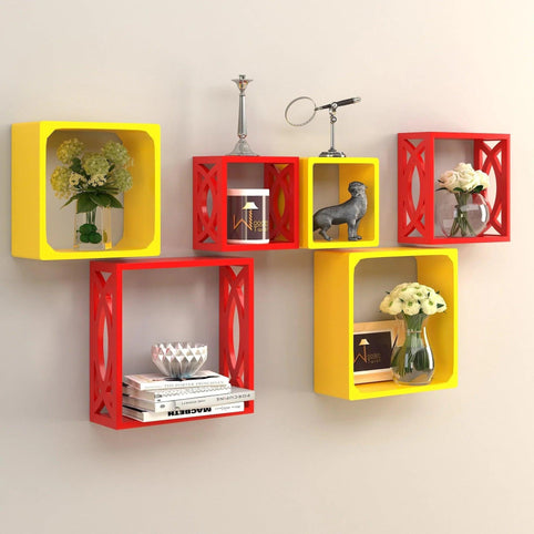 Enhance Your Space with Square Nesting Wooden Floating Wall Shelves (Set of 6)