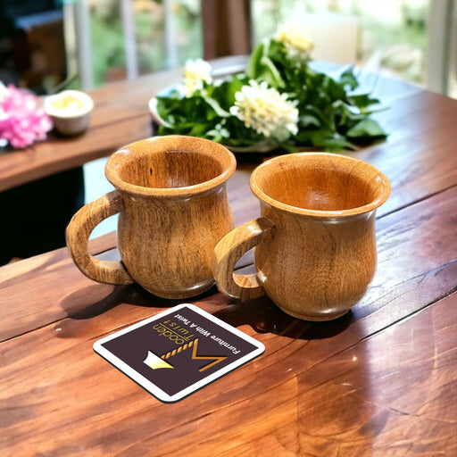 Wooden Twist Gripping Acacia Wood Gripping Tea & Coffee Cup ( Set of 2 ) - WoodenTwist