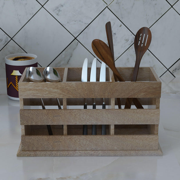 Wooden Twist Besteck 3 Compartment Cutlery Holder - main view