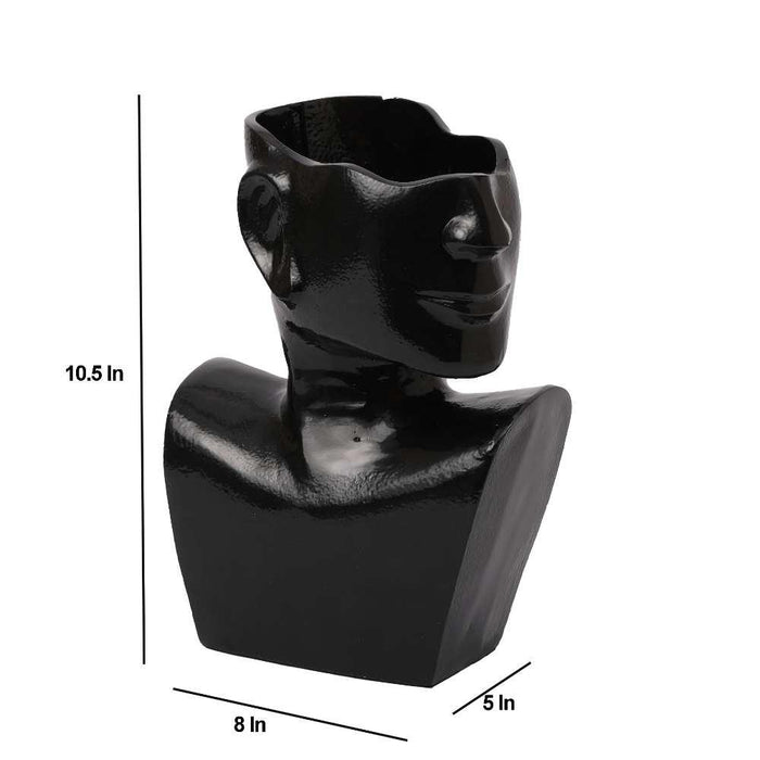Visionary Face Glossy Black Planter - WoodenTwist
