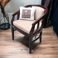 Wooden Twist Handmade Bow Style Teak Wood Armchair ( Brown ) - WoodenTwist