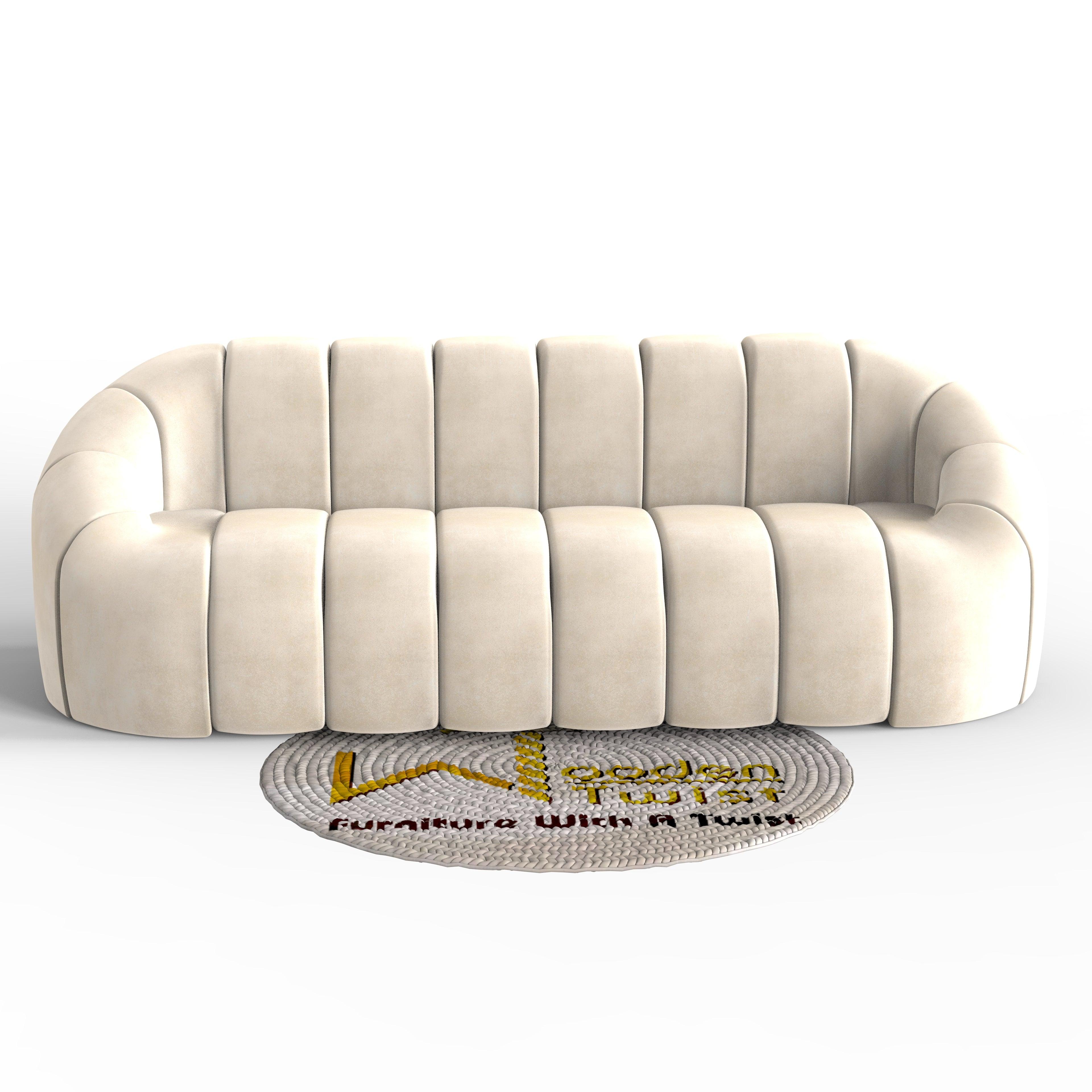 Collin Modern Oval Shape 3 Seater Sofa - WoodenTwist