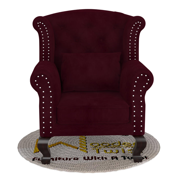 Westeros Traditional Wingback Fabric Roll Arm Push Back Recliner Chair