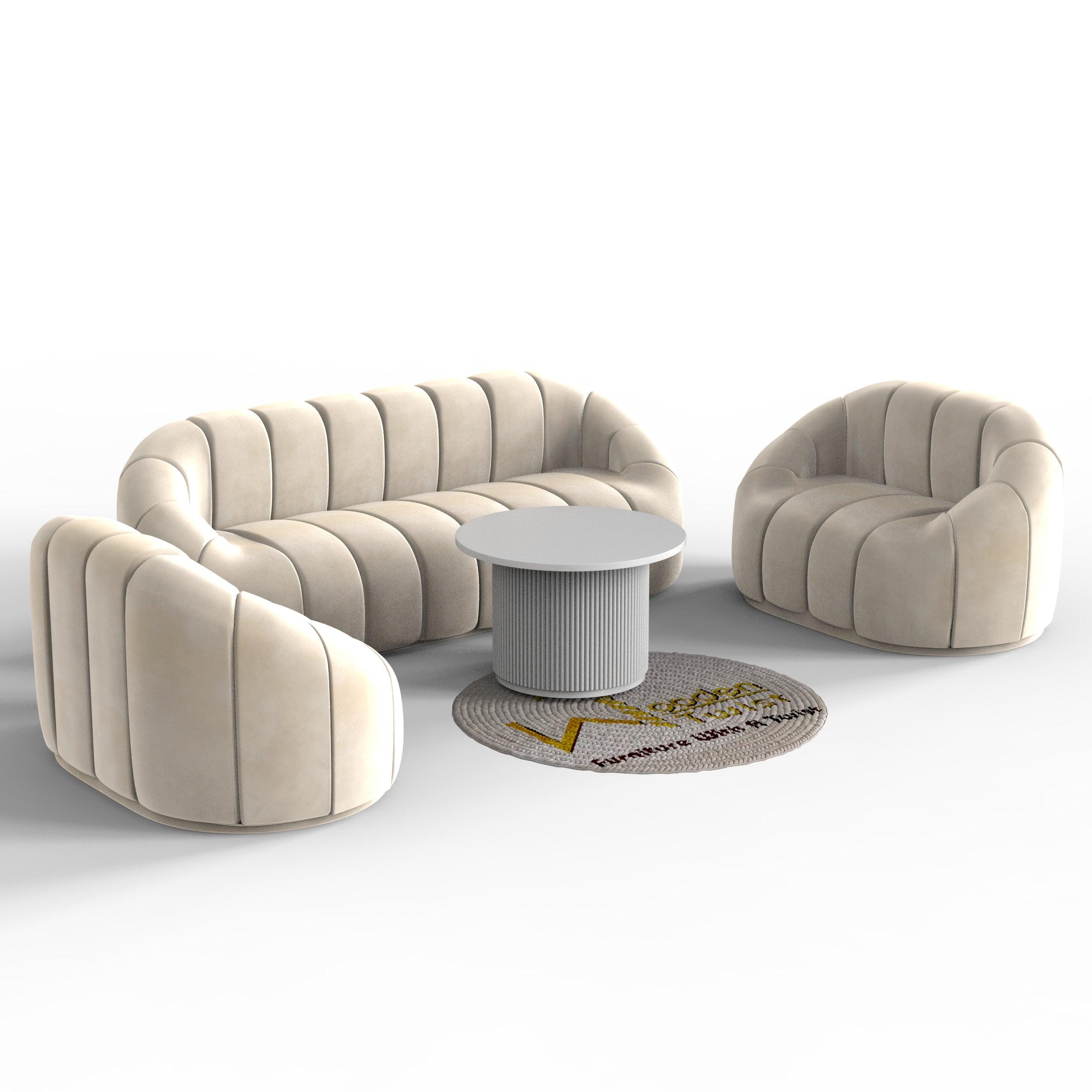 Collin Modern Oval Shape Sofa Set With Center Table - WoodenTwist