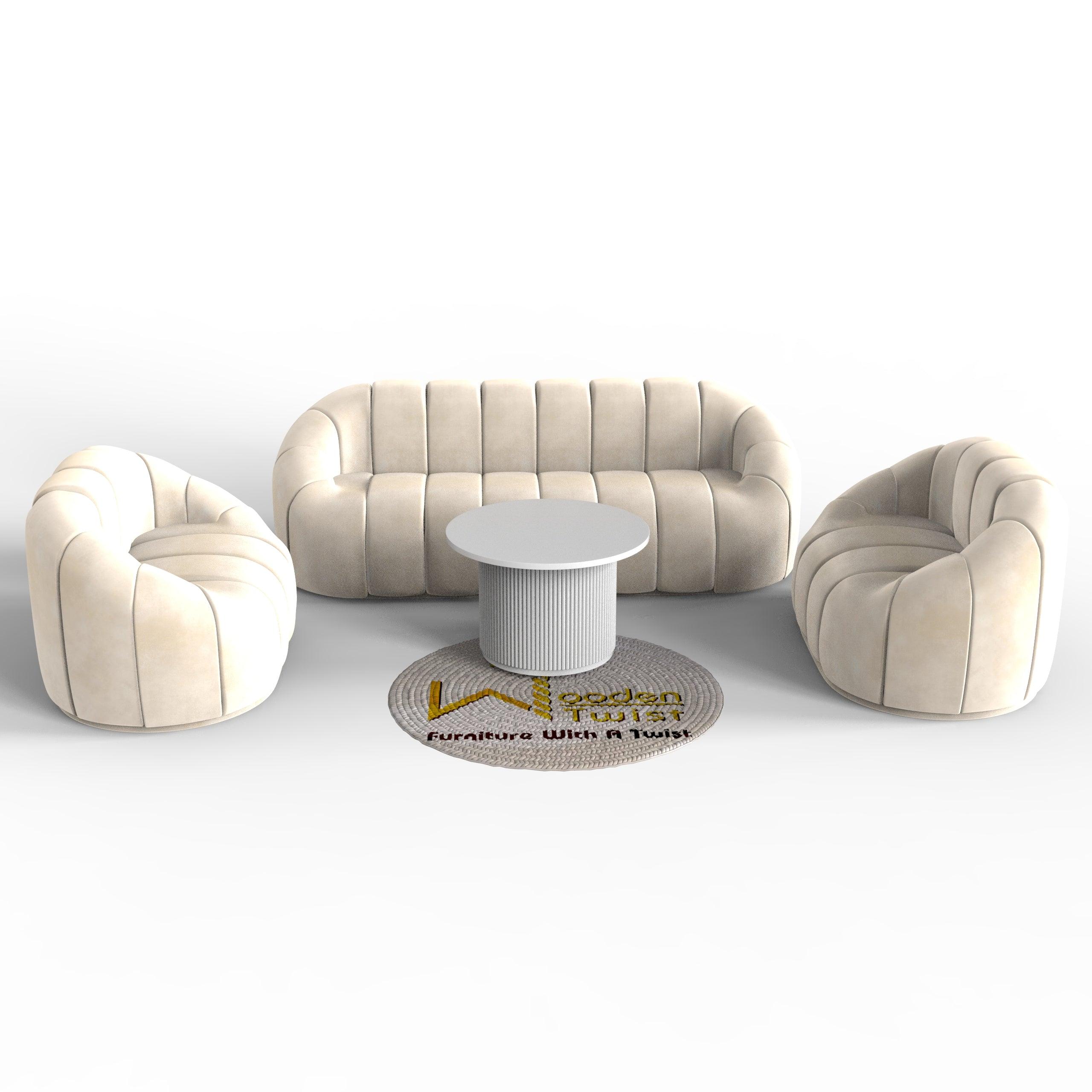 Collin Modern Oval Shape Sofa Set With Center Table - WoodenTwist