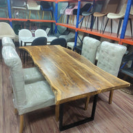 Wooden Twist Mango Wood and Wrought Iron Vintage Dining Table Rustic Industrial Design for Home Decor - WoodenTwist