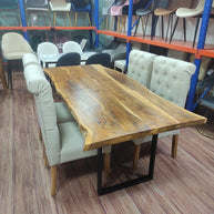 Wooden Twist Mango Wood and Wrought Iron Vintage Dining Table Rustic Industrial Design for Home Decor - WoodenTwist