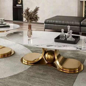 Oval Frame Centre Tables with Laminated Marble Top