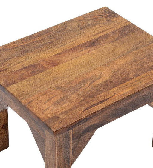 Solid Mango Wood Foot Stool In Brown Colour - WoodenTwist