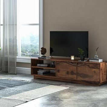 Elegante Handmade Solid Sheesham Wood TV Unit for Living Room - WoodenTwist