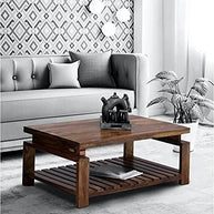 Rectángulo Wooden Handmade Solid Sheesham Wood Coffee Table - WoodenTwist