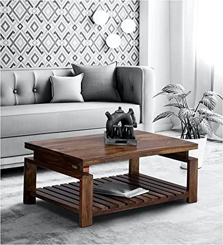 Rectángulo Wooden Handmade Solid Sheesham Wood Coffee Table - WoodenTwist