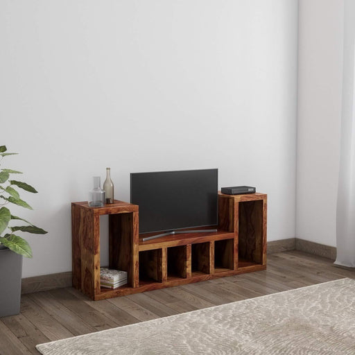 CAJA Solid Sheesham Wood TV Unit for Living Room - WoodenTwist