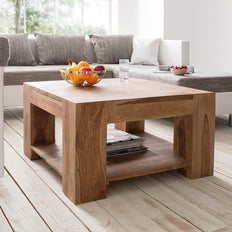Elegante Wooden Handmade Solid Sheesham Wood Coffee Table - WoodenTwist