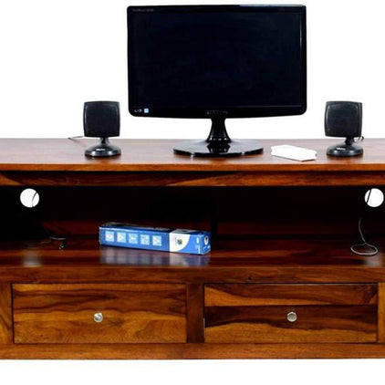 Botón Solid Sheesham Wood TV Unit for Living Room - WoodenTwist