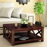 Aesthetic Wooden Handmade Solid Sheesham Wood Coffee Table - WoodenTwist