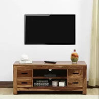 Pequeño Solid Sheesham Wood TV Unit for Living Room - WoodenTwist