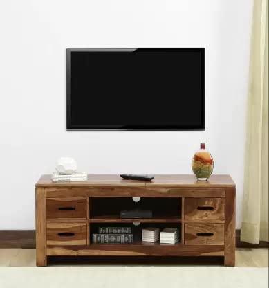 Pequeño Solid Sheesham Wood TV Unit for Living Room - WoodenTwist