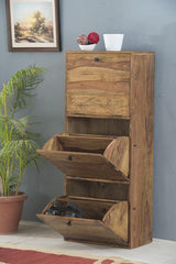 Abierta Wooden Handmade Solid Sheesham Wood Shoe Rack - WoodenTwist