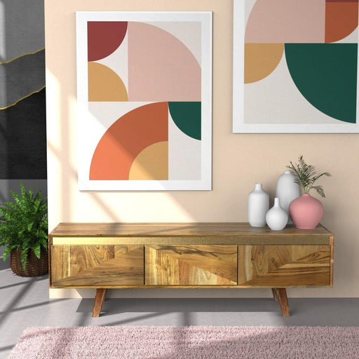 Mirar Handmade Solid Sheesham Wood TV Unit for Living Room - WoodenTwist