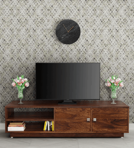 Dormitorio Handmade Solid Sheesham Wood TV Unit for Living Room - WoodenTwist