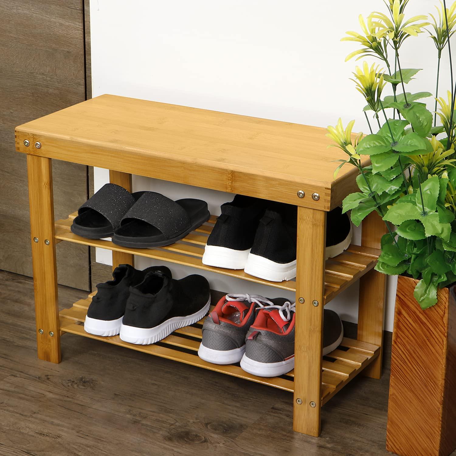 Bamboo Wooden Handmade Solid Sheesham Wood Shoe Rack - WoodenTwist