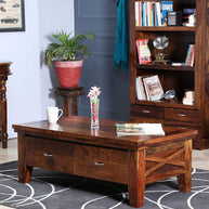 Wooden Handmade Solid Sheesham Wood Coffee Table - WoodenTwist