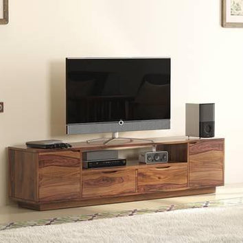 Handmade Solid Sheesham Wood TV Unit for Living Room - WoodenTwist