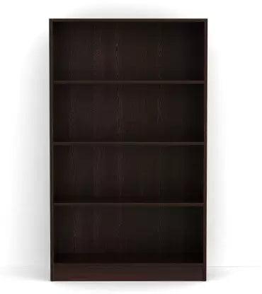 Brown bookshelf cabinet displayed in a living room