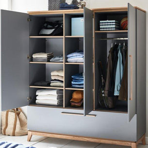 Wooden Handmade Stylish Teca Wardrobe For Bedroom with Storage & Two Doors (Teal) - WoodenTwist