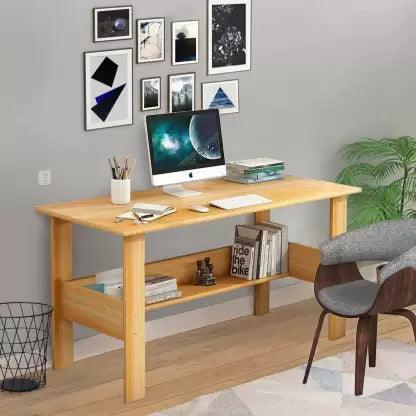 Buy Modern Light Oak Rectangular Study Table with Storage Online