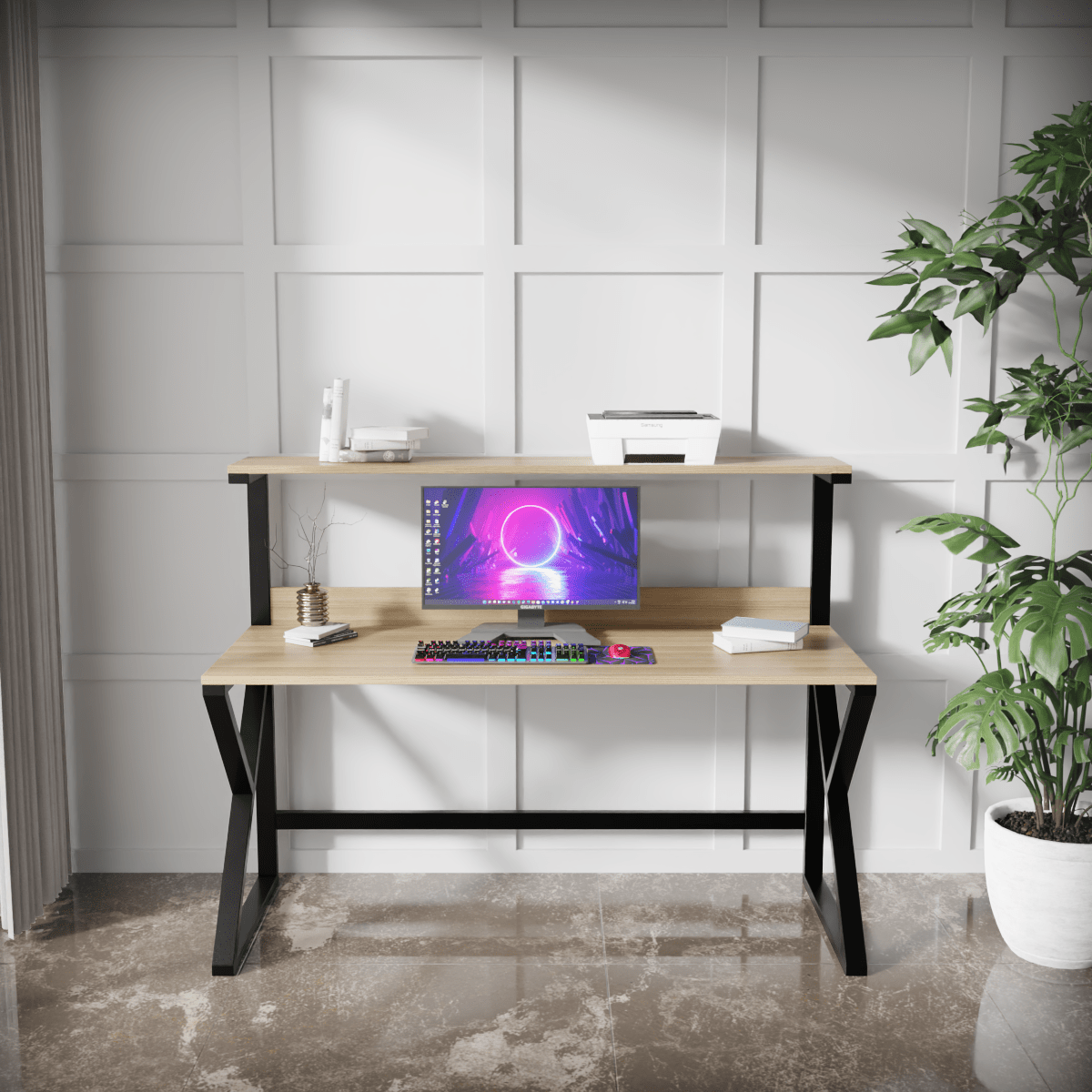 Bali Computer table in Beige finish by Riyan Luxiwood