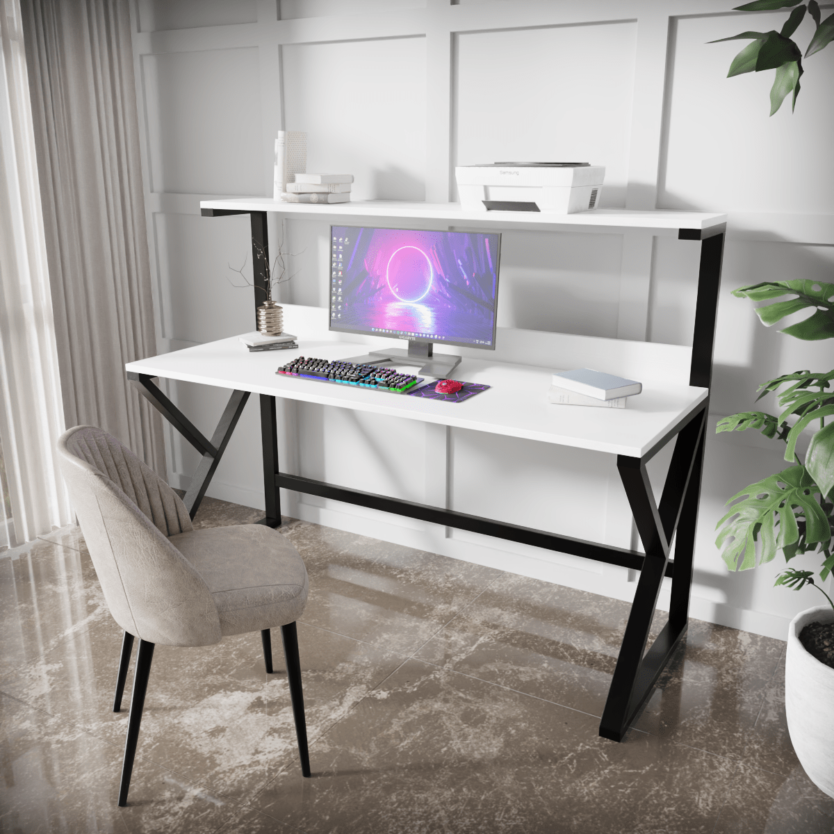 Bali Computer table in Beige finish by Riyan Luxiwood