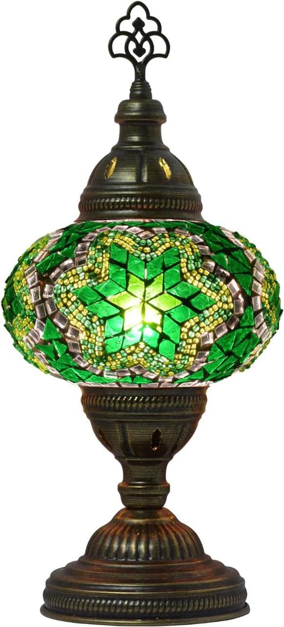 Handcrafted Turkish Mosaic Glass Table Lamp with LED Bulb - Modern Design - WoodenTwist